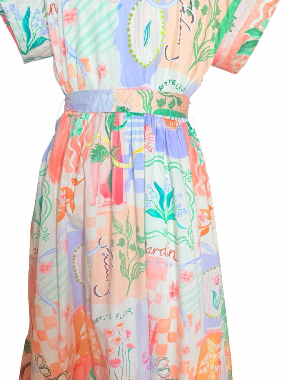Prosperina Savannah Peach Multi Floral Cotton Midi Shirt Dress NWT M - Picture 13 of 16